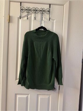 SHEIN Dark Green Ribbed Crew Neck Sweater